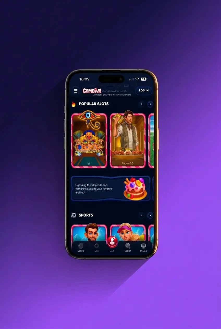 Gambiva iOS PWA installation guide showing steps to add the app to iPhone or iPad home screen via Safari