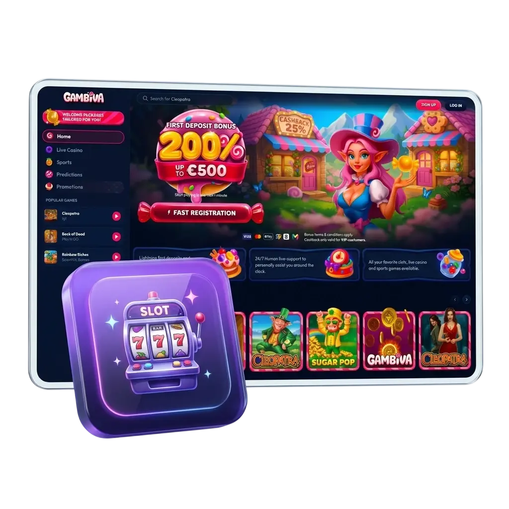 Gambiva online casino and sportsbook UK – slots, live dealer, sports betting with 100% bonus up to £1,000