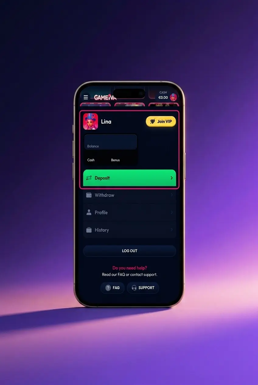 Step-by-step guide on how to register and start playing at Gambiva Casino with deposit and bonus details